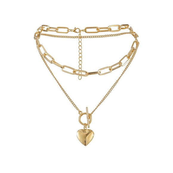 14k Gold Plated Heart Pendant Necklace - Picture 2 of 5